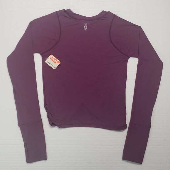 Free People Movement Women's Tempo Ruched Long Sleeve in Deep Mulberry sz M NWT - Picture 4 of 5